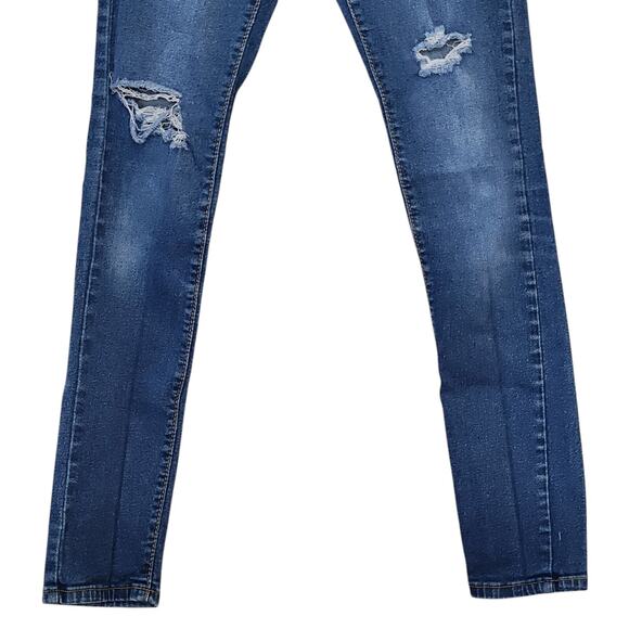JJ Yak Womens Skinny Jeans Size 7 Juniors Blue Distressed Mid Rise Stretch - Picture 4 of 10